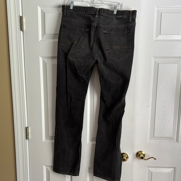 Express Black Kingston Straight Leg Jeans with Modern Distressing 36X34 - Picture 4 of 9